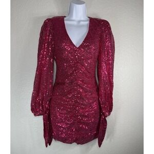 Women's Pink long sleeve sparkly sequin dress Size S Evening Party Homecoming